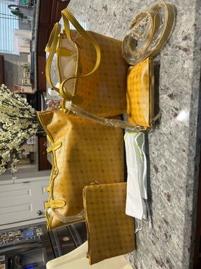 Sam Edelman Yellow Monogram Tote Set